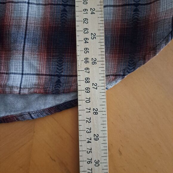 Lucky Brand Button Up Shirt Mens Size M Red Blue White Plaid Flannel Pearl Snap - Picture 12 of 16